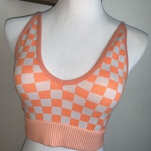 Small Orange Checkered Cropped Tank Top from Garage